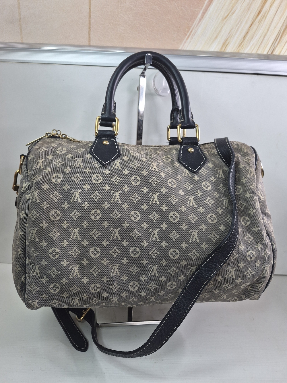 Louis Vuitton Monogram Canvas Satchel in Taupe and Black